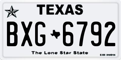 TX license plate BXG6792