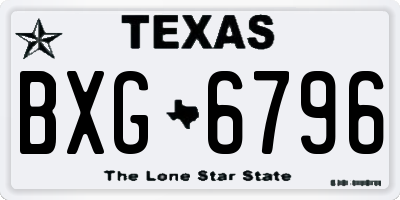 TX license plate BXG6796