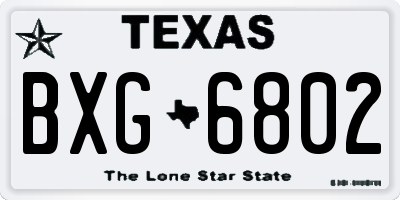TX license plate BXG6802