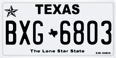 TX license plate BXG6803