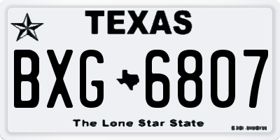 TX license plate BXG6807