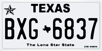 TX license plate BXG6837