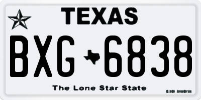 TX license plate BXG6838