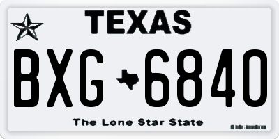 TX license plate BXG6840