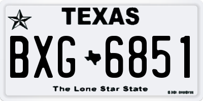 TX license plate BXG6851