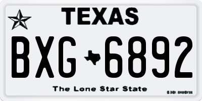 TX license plate BXG6892