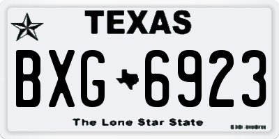 TX license plate BXG6923