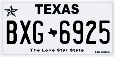 TX license plate BXG6925