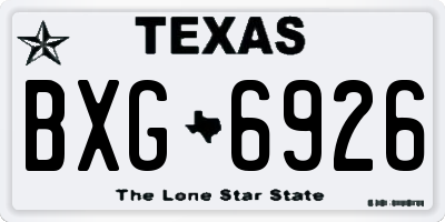 TX license plate BXG6926
