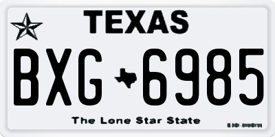 TX license plate BXG6985