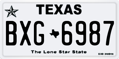 TX license plate BXG6987