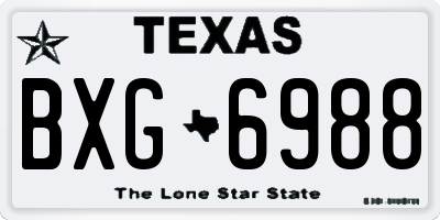 TX license plate BXG6988