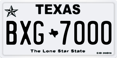 TX license plate BXG7000