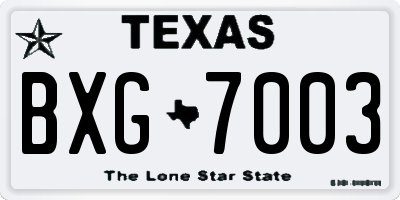 TX license plate BXG7003