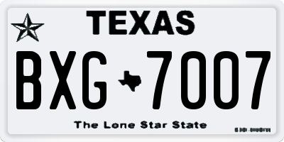 TX license plate BXG7007