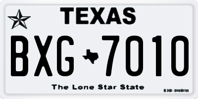 TX license plate BXG7010