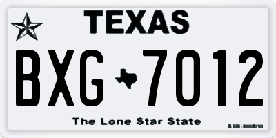 TX license plate BXG7012