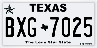 TX license plate BXG7025