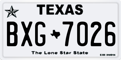TX license plate BXG7026