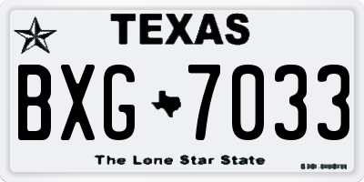 TX license plate BXG7033