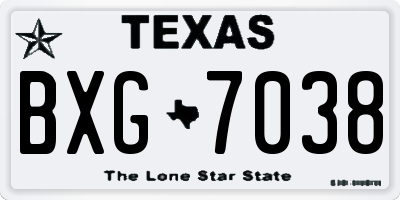 TX license plate BXG7038