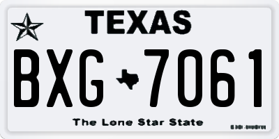 TX license plate BXG7061