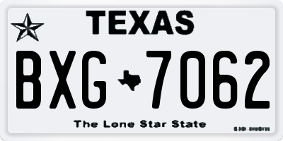 TX license plate BXG7062