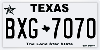 TX license plate BXG7070