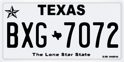 TX license plate BXG7072
