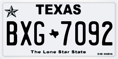 TX license plate BXG7092