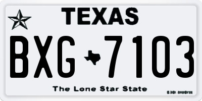 TX license plate BXG7103