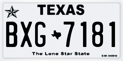 TX license plate BXG7181