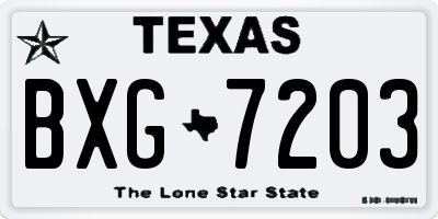 TX license plate BXG7203
