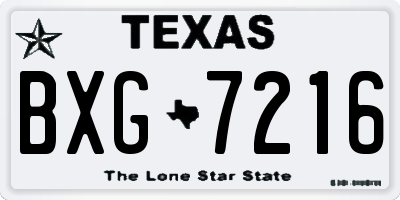TX license plate BXG7216