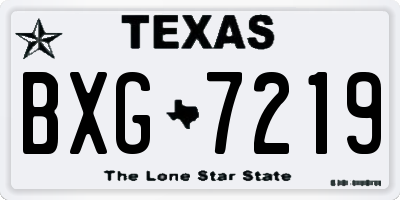TX license plate BXG7219