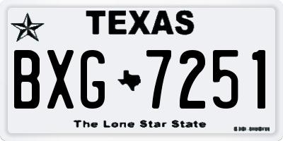 TX license plate BXG7251