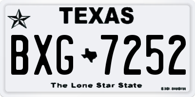TX license plate BXG7252