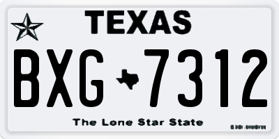 TX license plate BXG7312