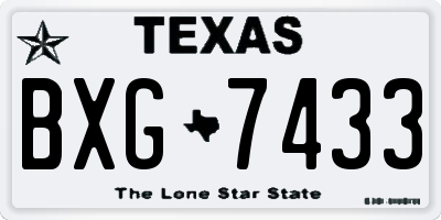 TX license plate BXG7433