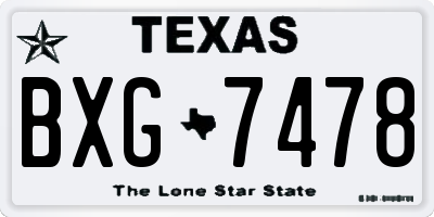 TX license plate BXG7478