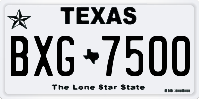 TX license plate BXG7500