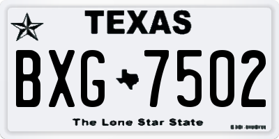 TX license plate BXG7502