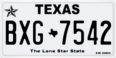 TX license plate BXG7542