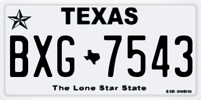TX license plate BXG7543
