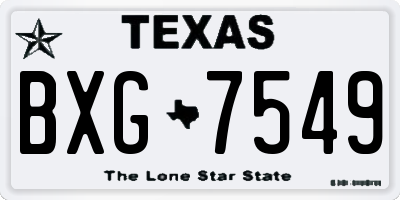 TX license plate BXG7549
