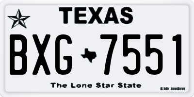 TX license plate BXG7551