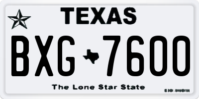 TX license plate BXG7600
