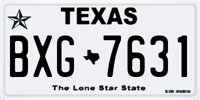TX license plate BXG7631