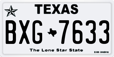 TX license plate BXG7633