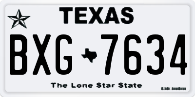 TX license plate BXG7634